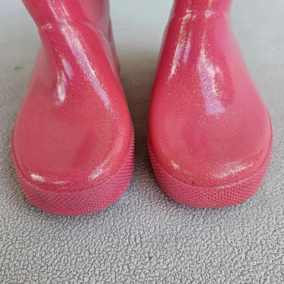 Hunter Original Classic Rain Boots Toddler Girl SZ 7 US Pink Glitter Sparkle - Picture 11 of 12